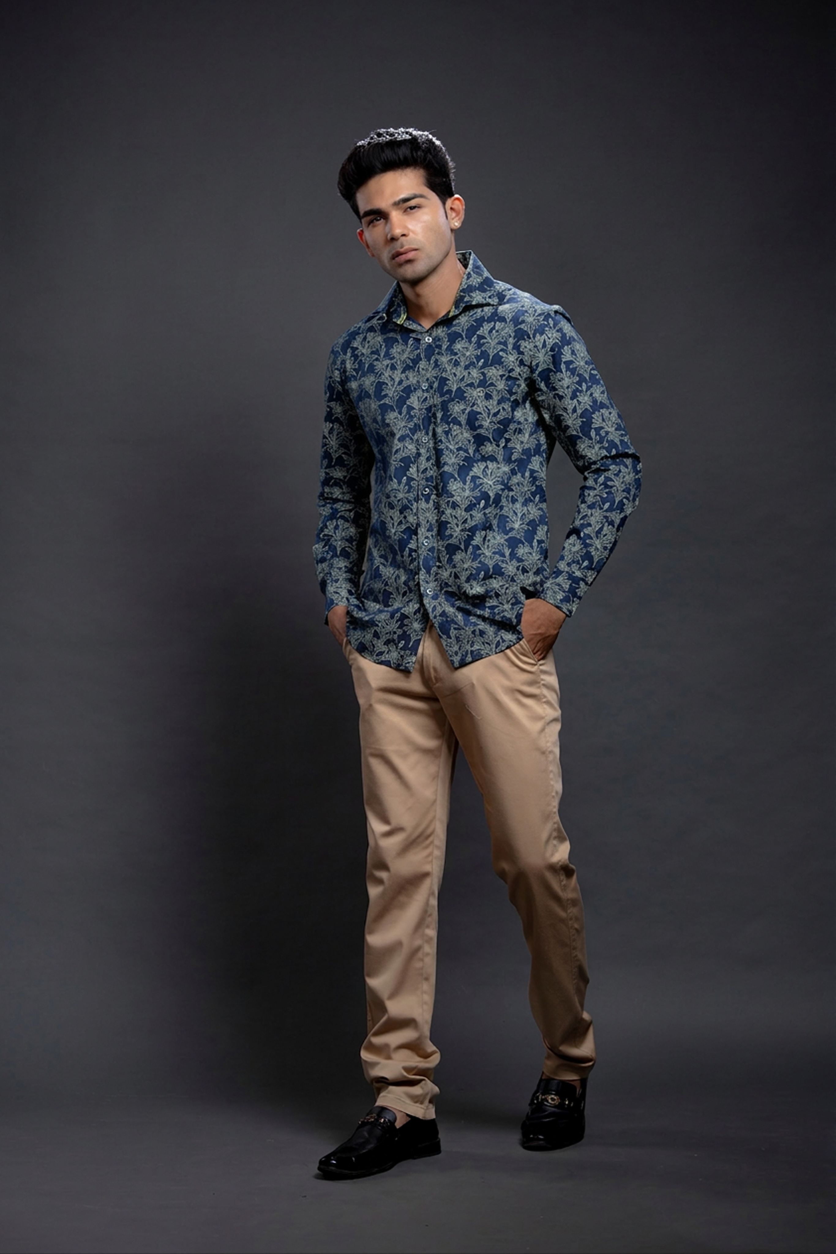 Olive Floral Printed Shirts