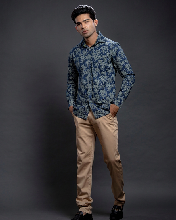 Olive Floral Printed Shirts