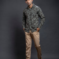Olive Floral Printed Shirts