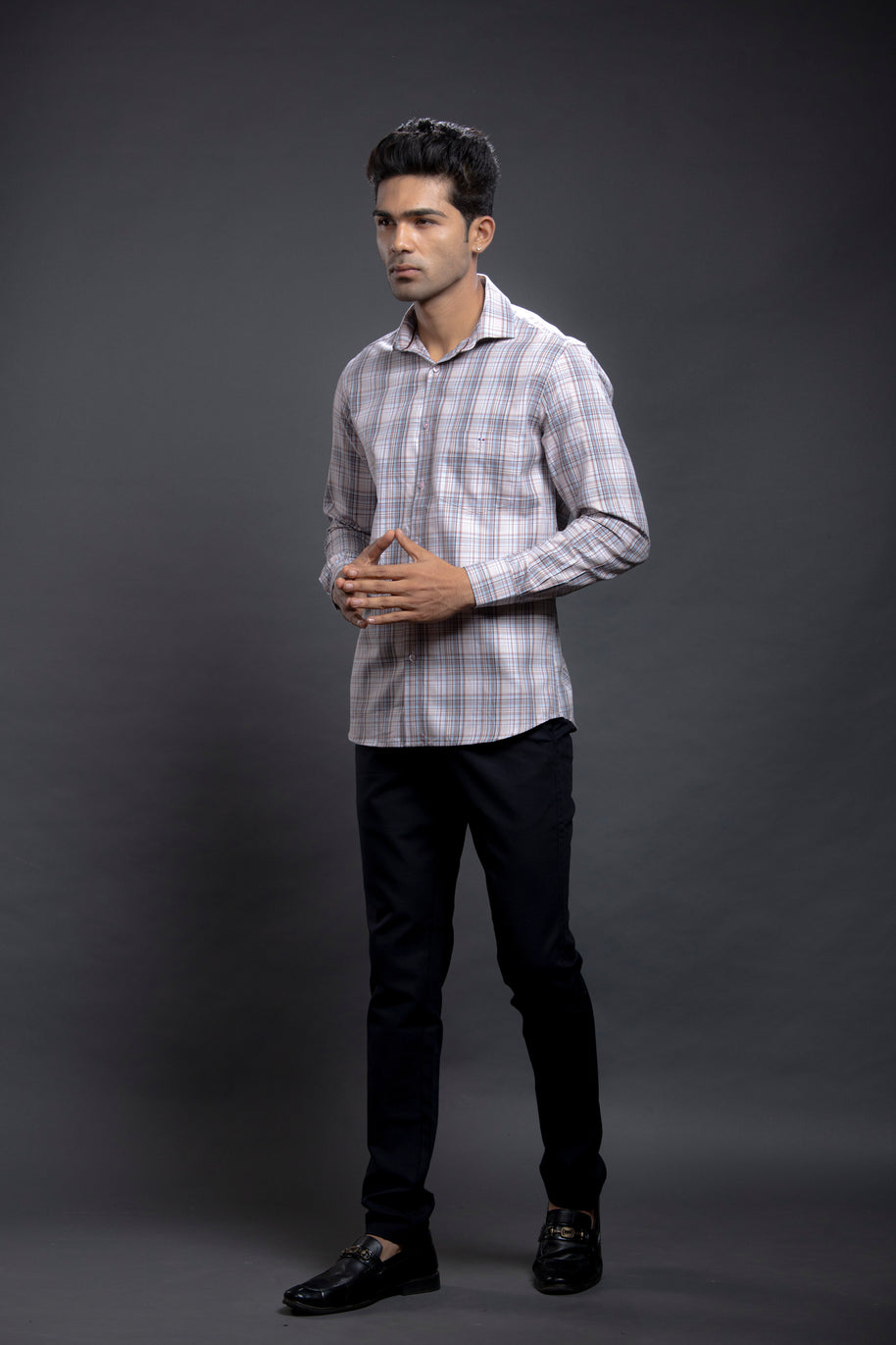 Peach Checkered Shirts