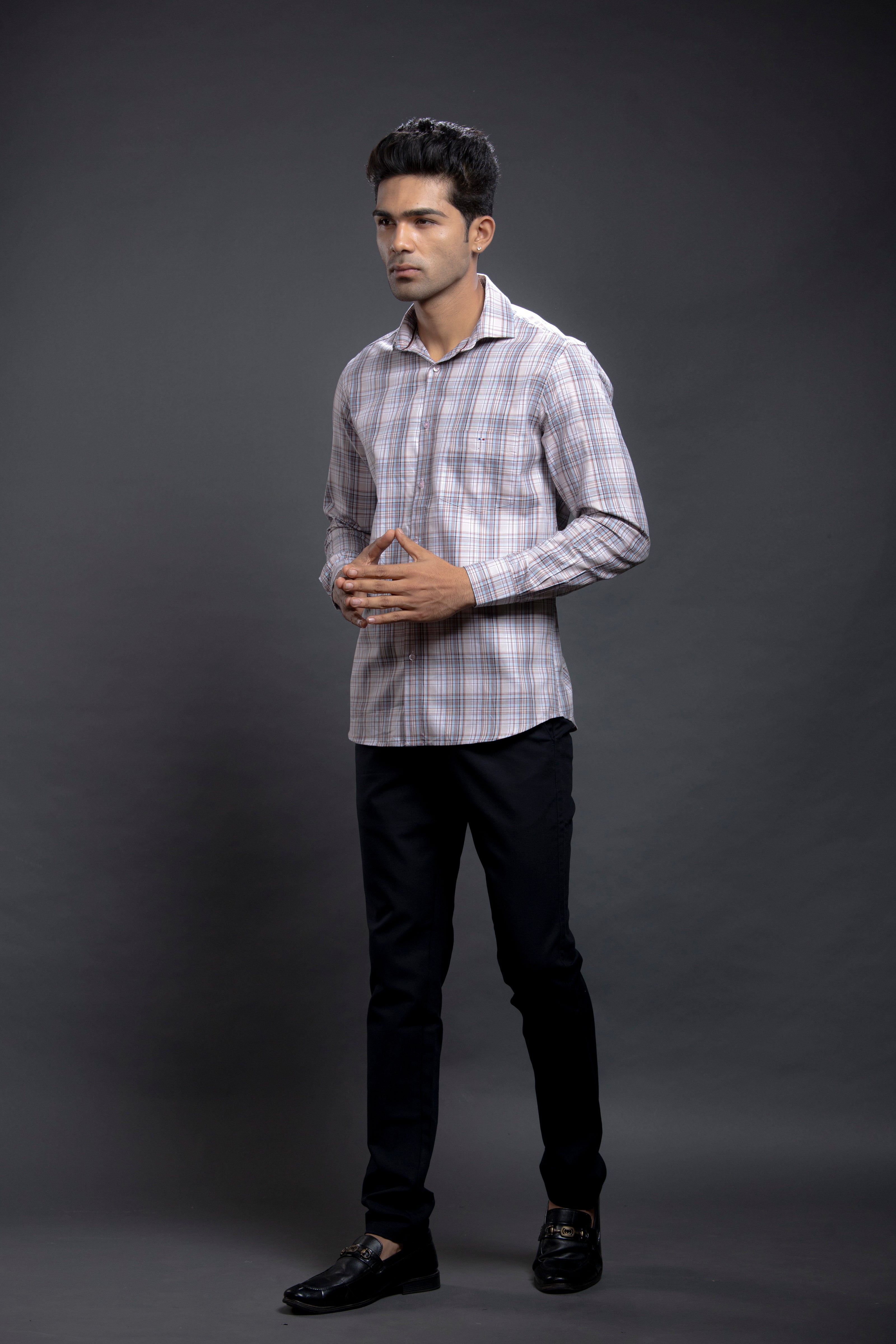 Peach Checkered Shirts