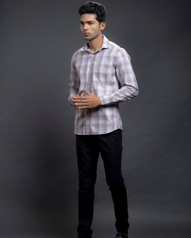 Peach Checkered Shirts