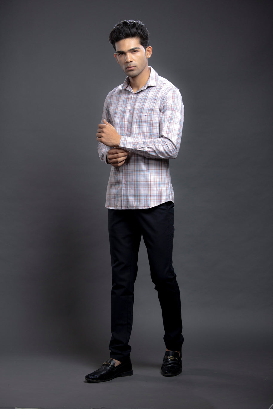 Peach Checkered Shirts
