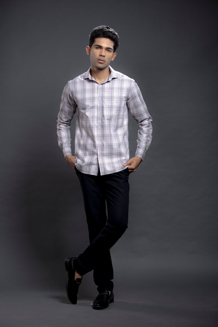Peach Checkered Shirts