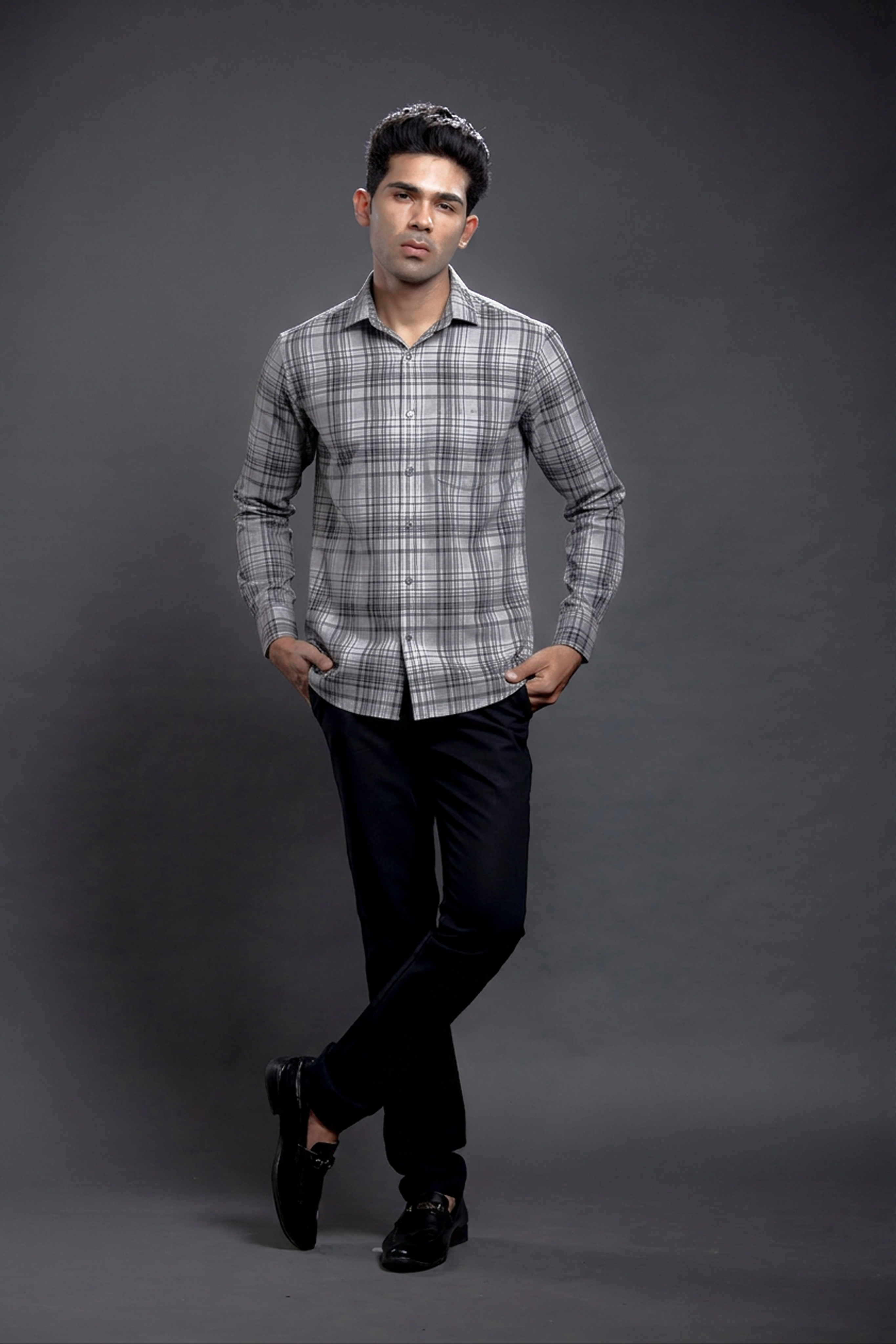 Peach Checkered Shirts