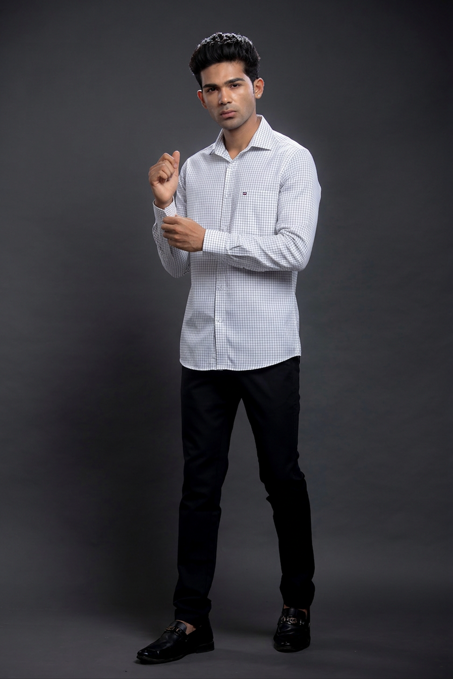Navy Small Checkered Shirts
