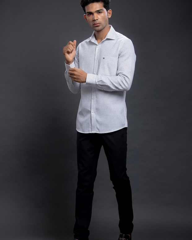 Navy Small Checkered Shirts