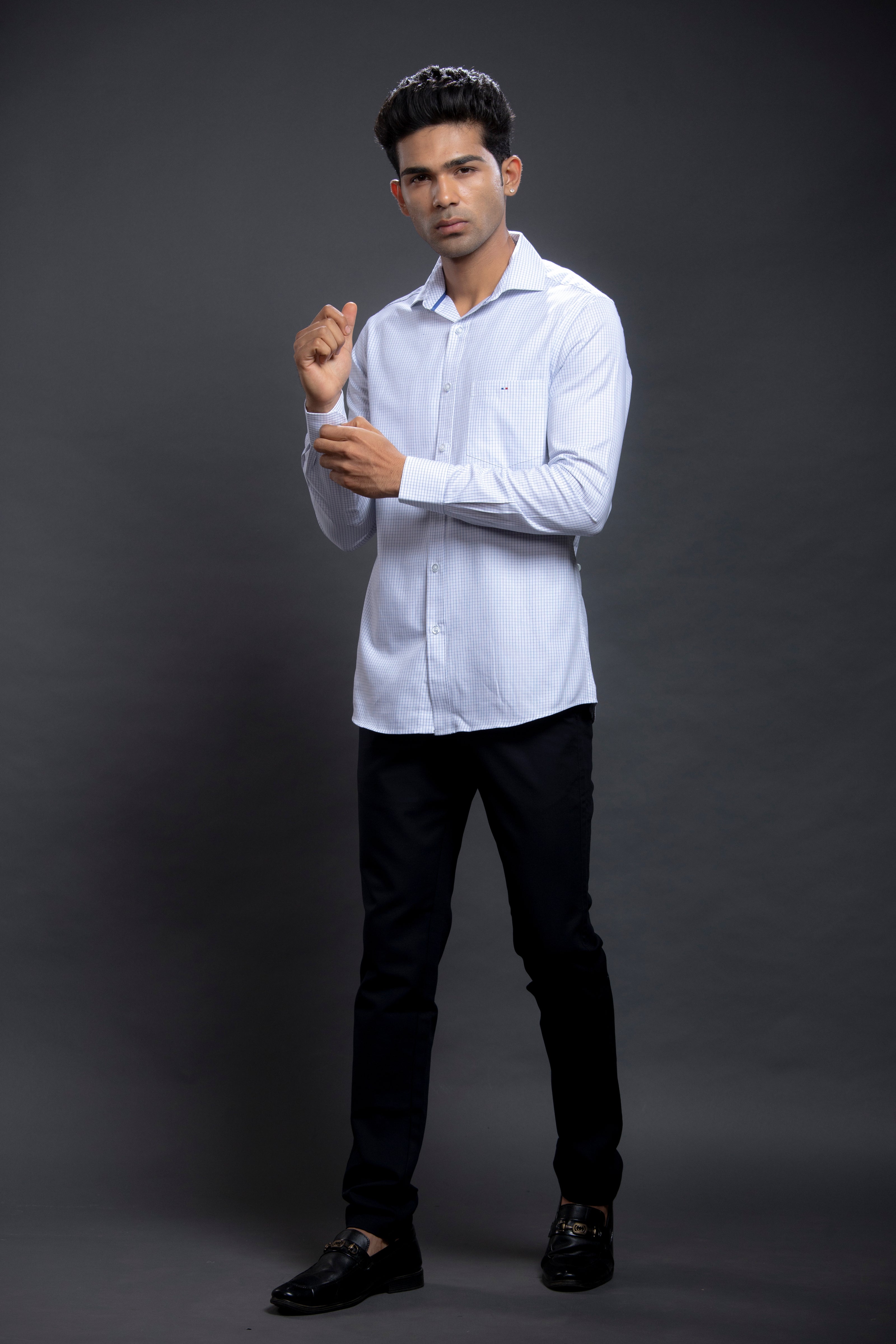 Navy Small Checkered Shirts