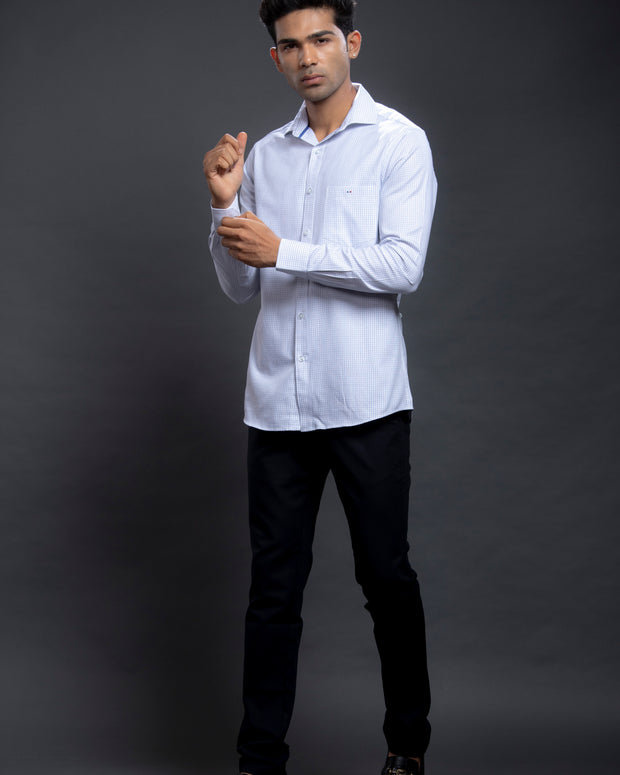 Navy Small Checkered Shirts