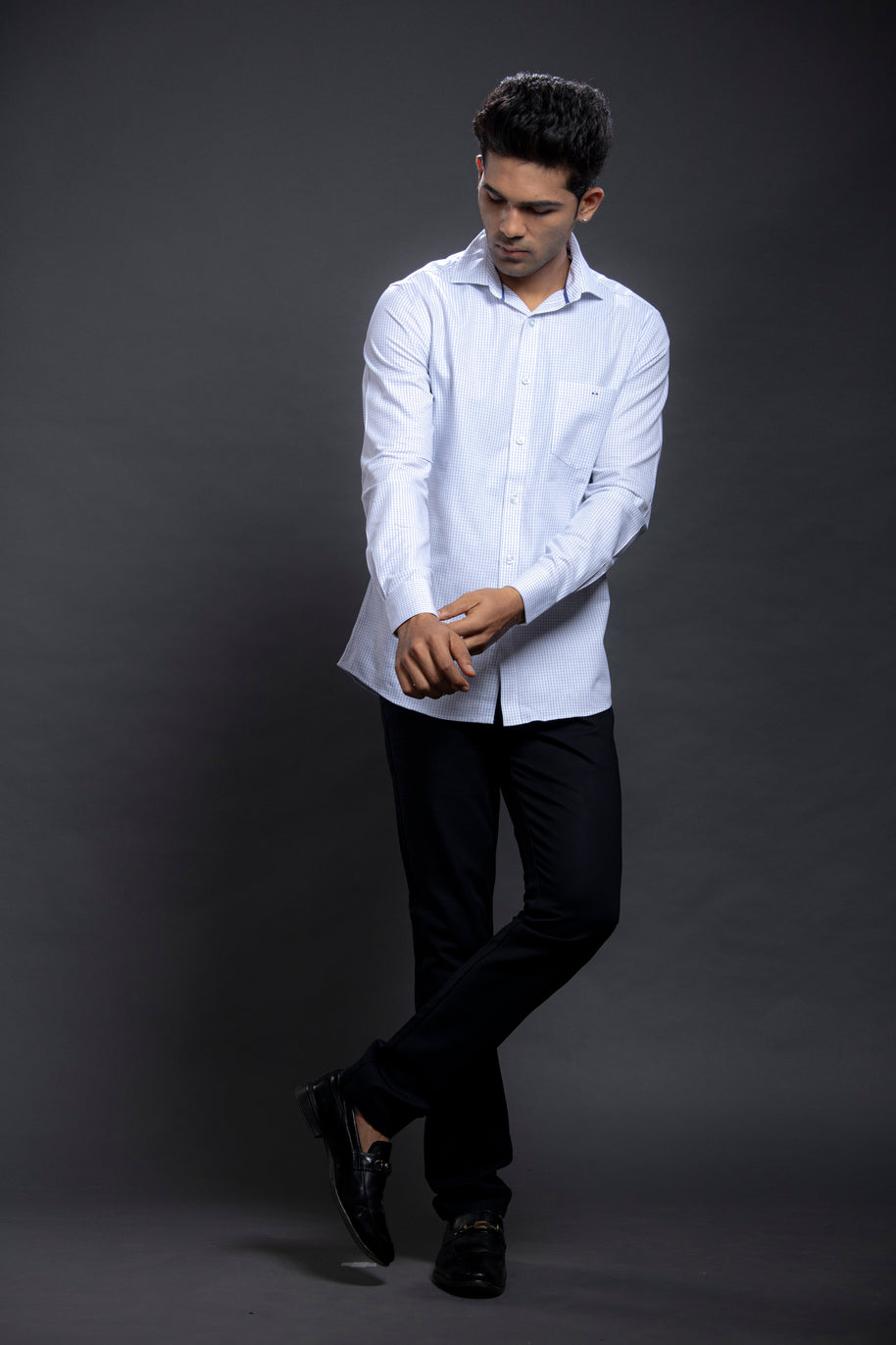 Navy Small Checkered Shirts