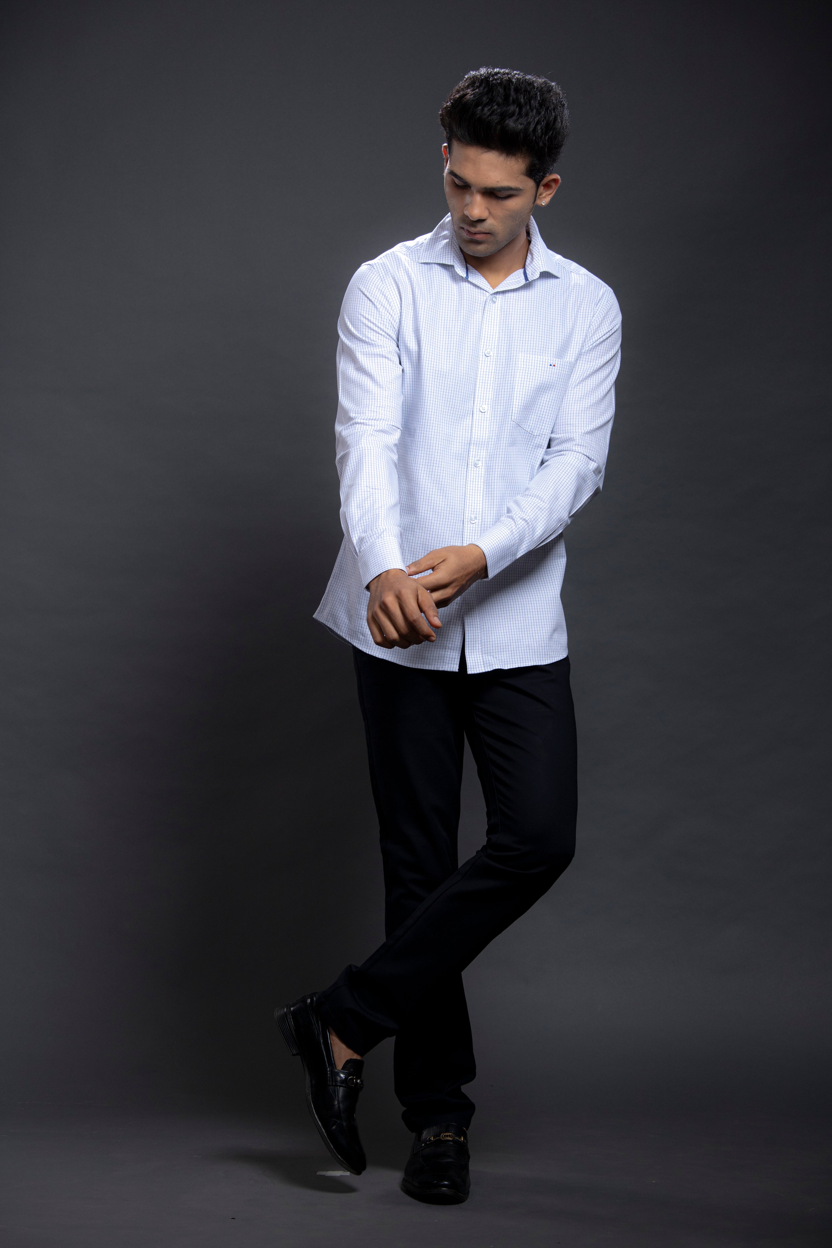 Navy Small Checkered Shirts