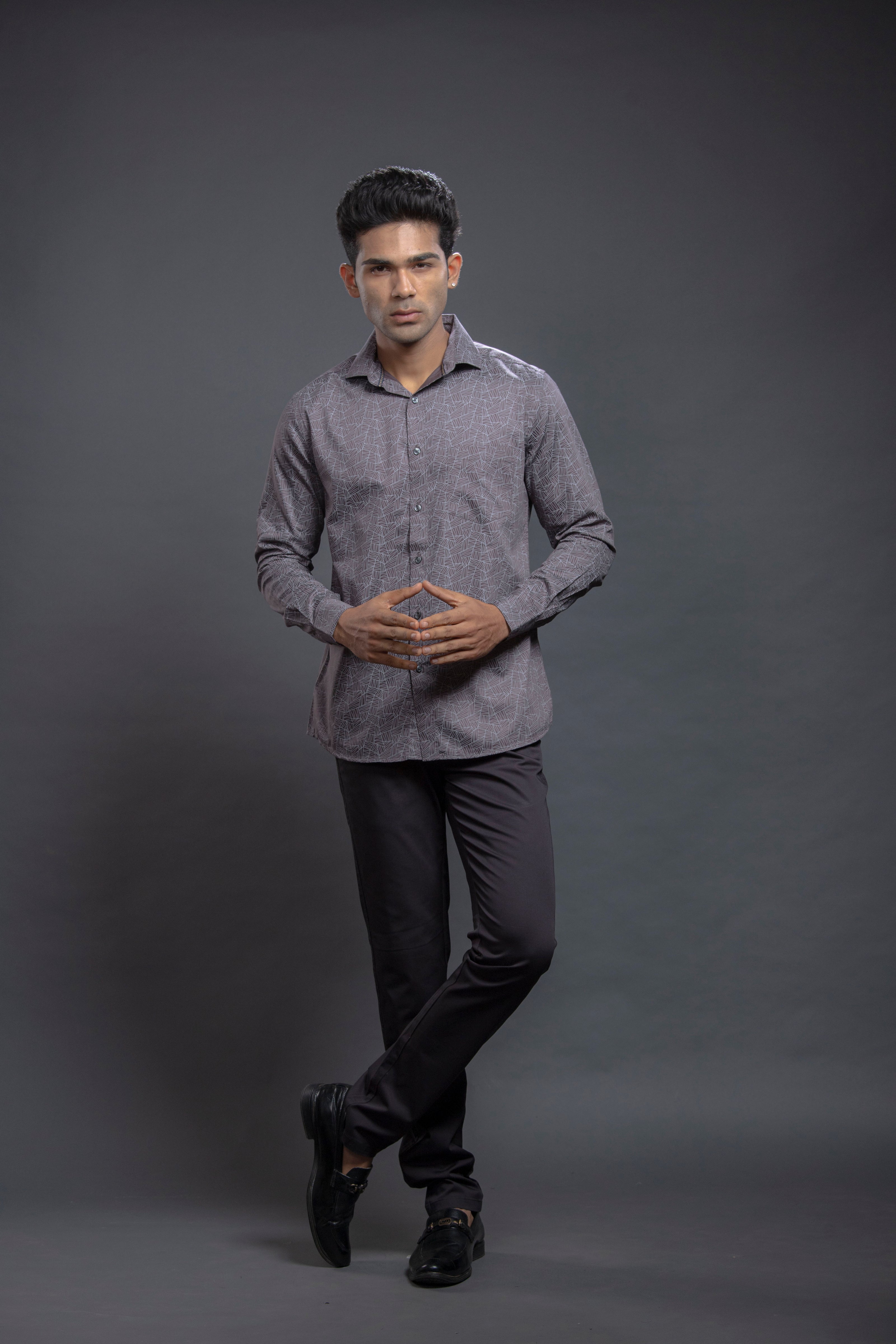Grey Geometrical Printed Shirt
