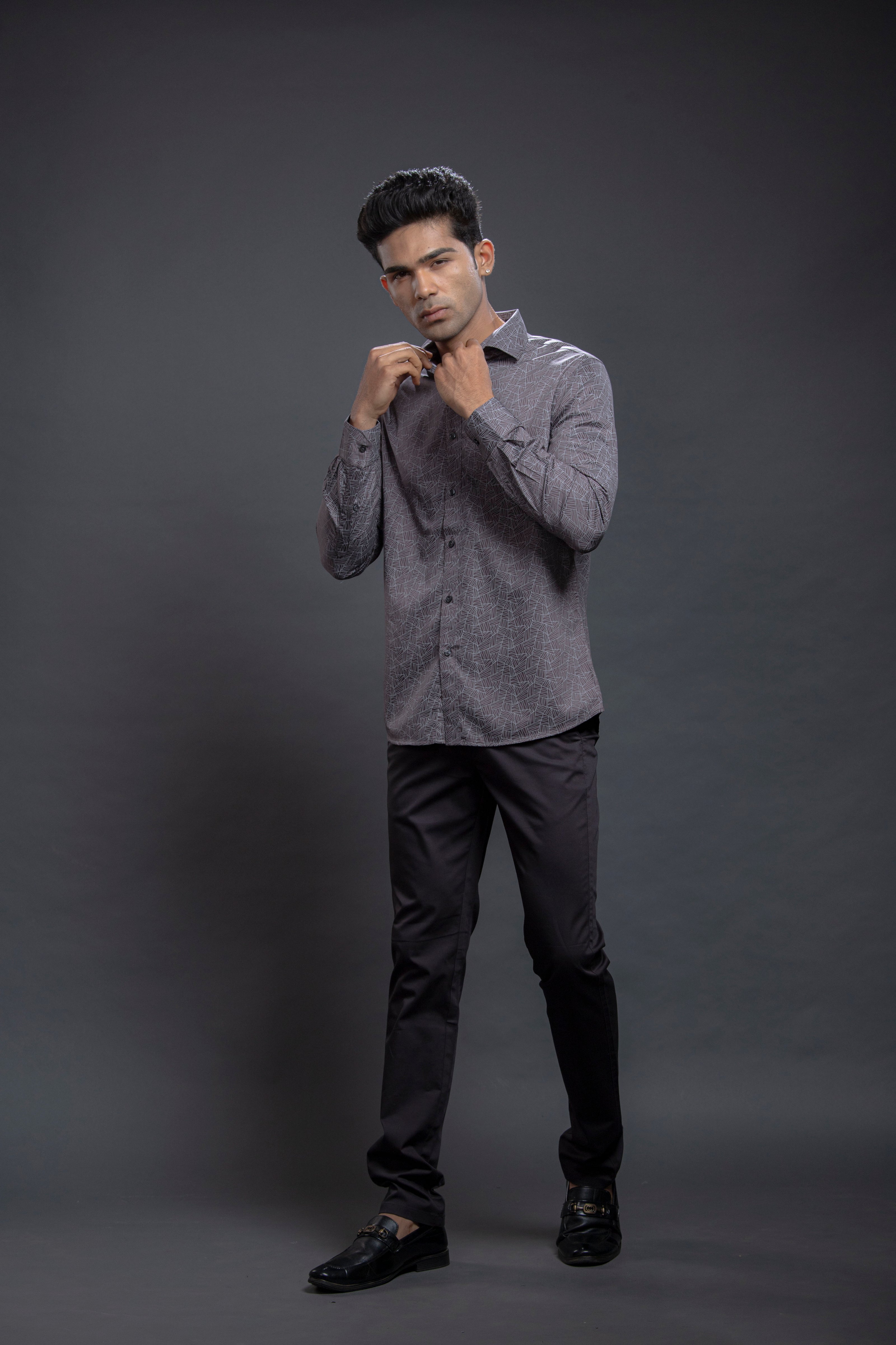 Grey Geometrical Printed Shirt