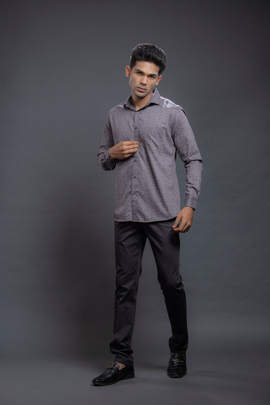 Grey Geometrical Printed Shirt