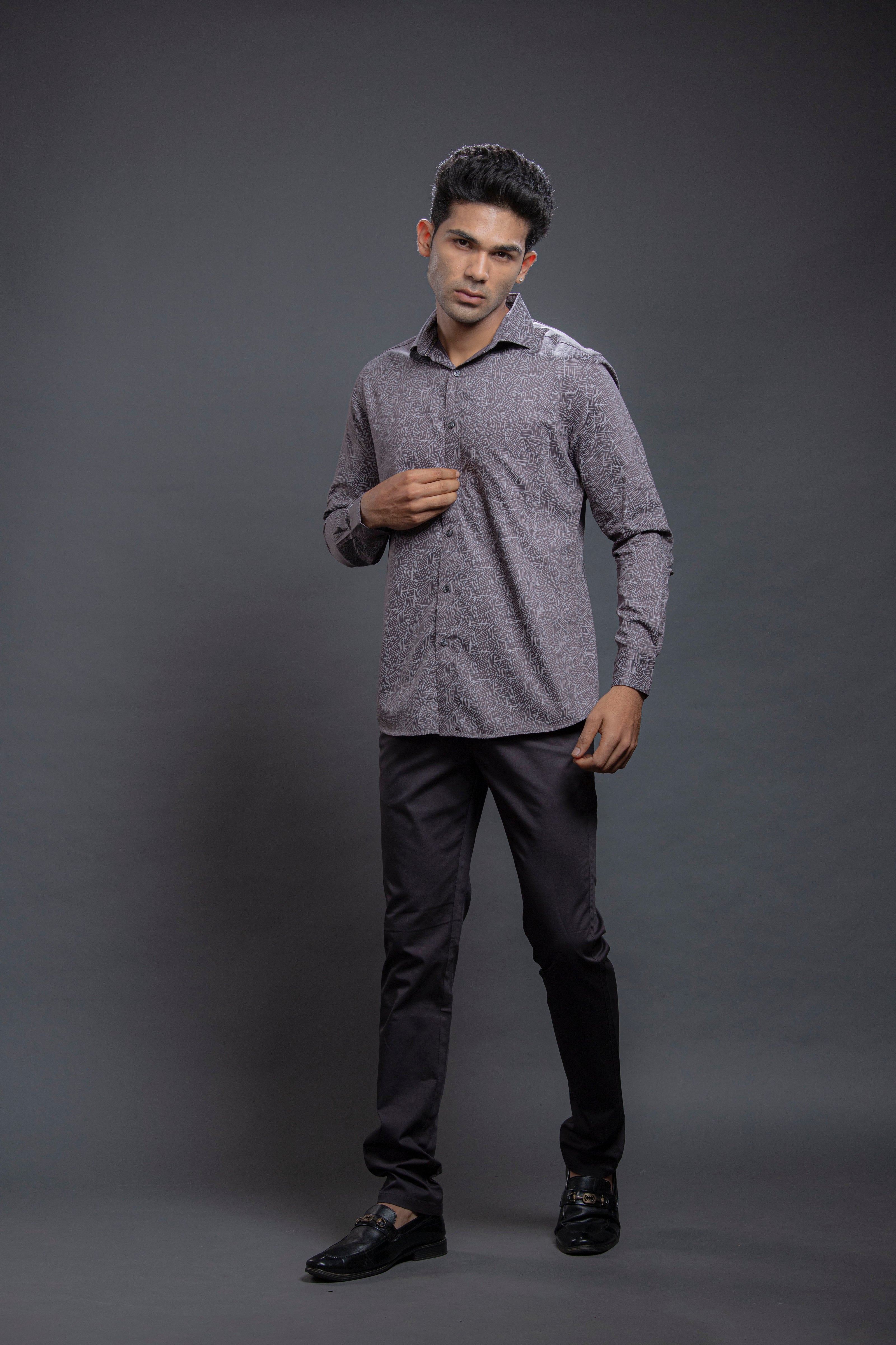 Grey Geometrical Printed Shirt