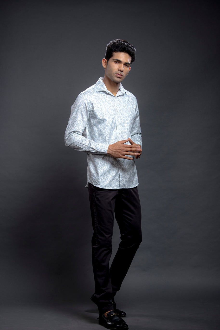 Blue Floral Printed Shirt