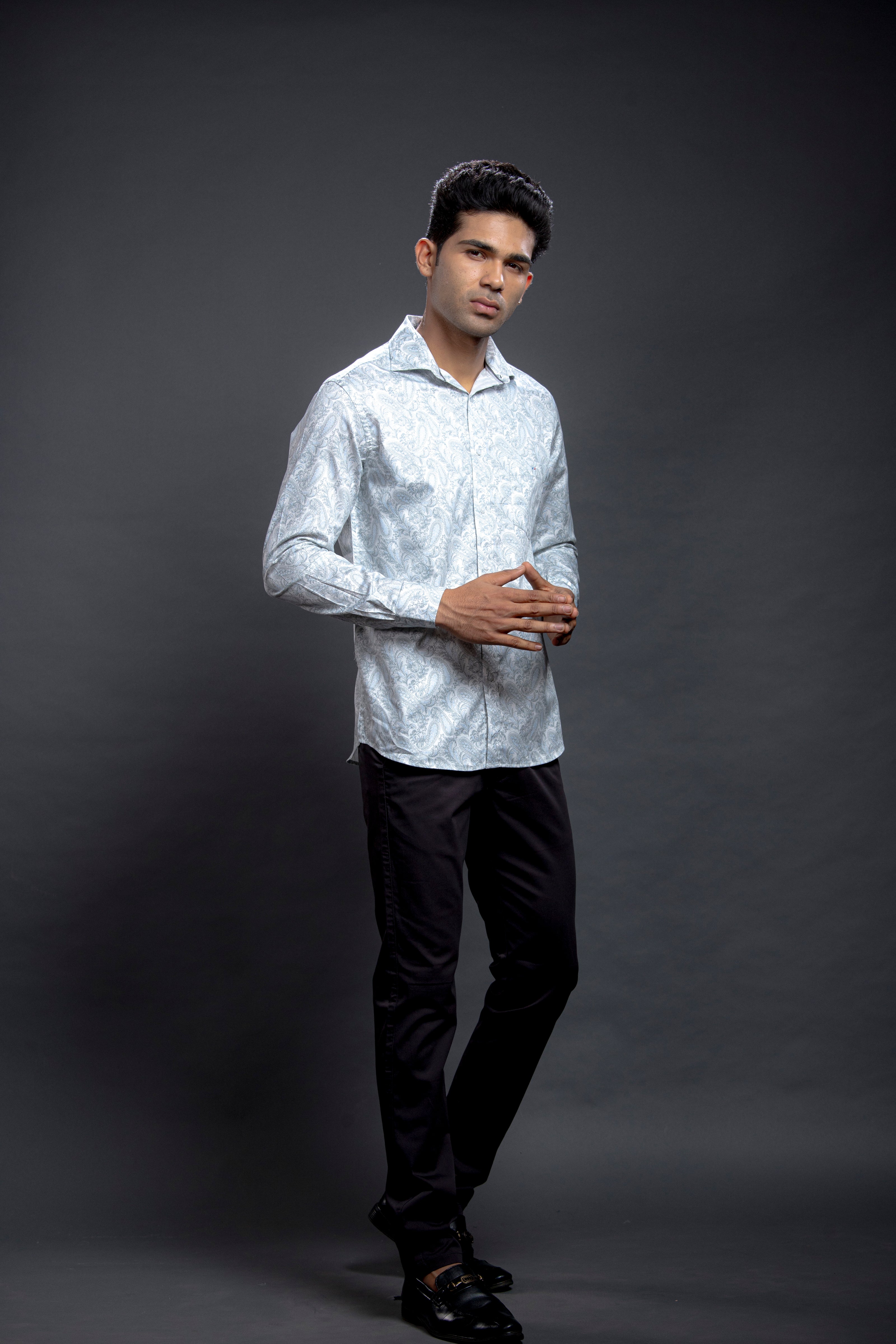 Blue Floral Printed Shirt