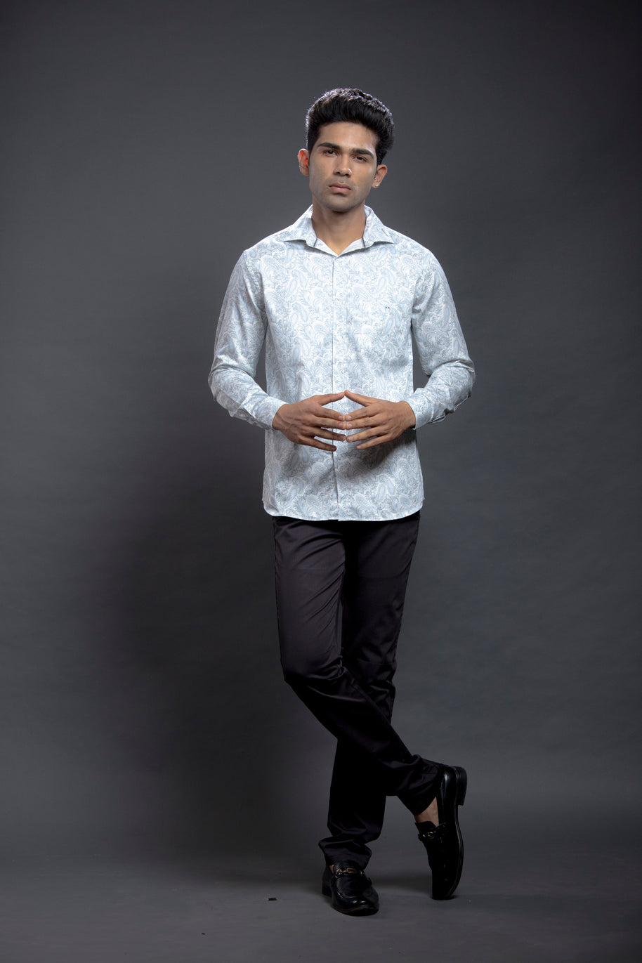 Blue Floral Printed Shirt