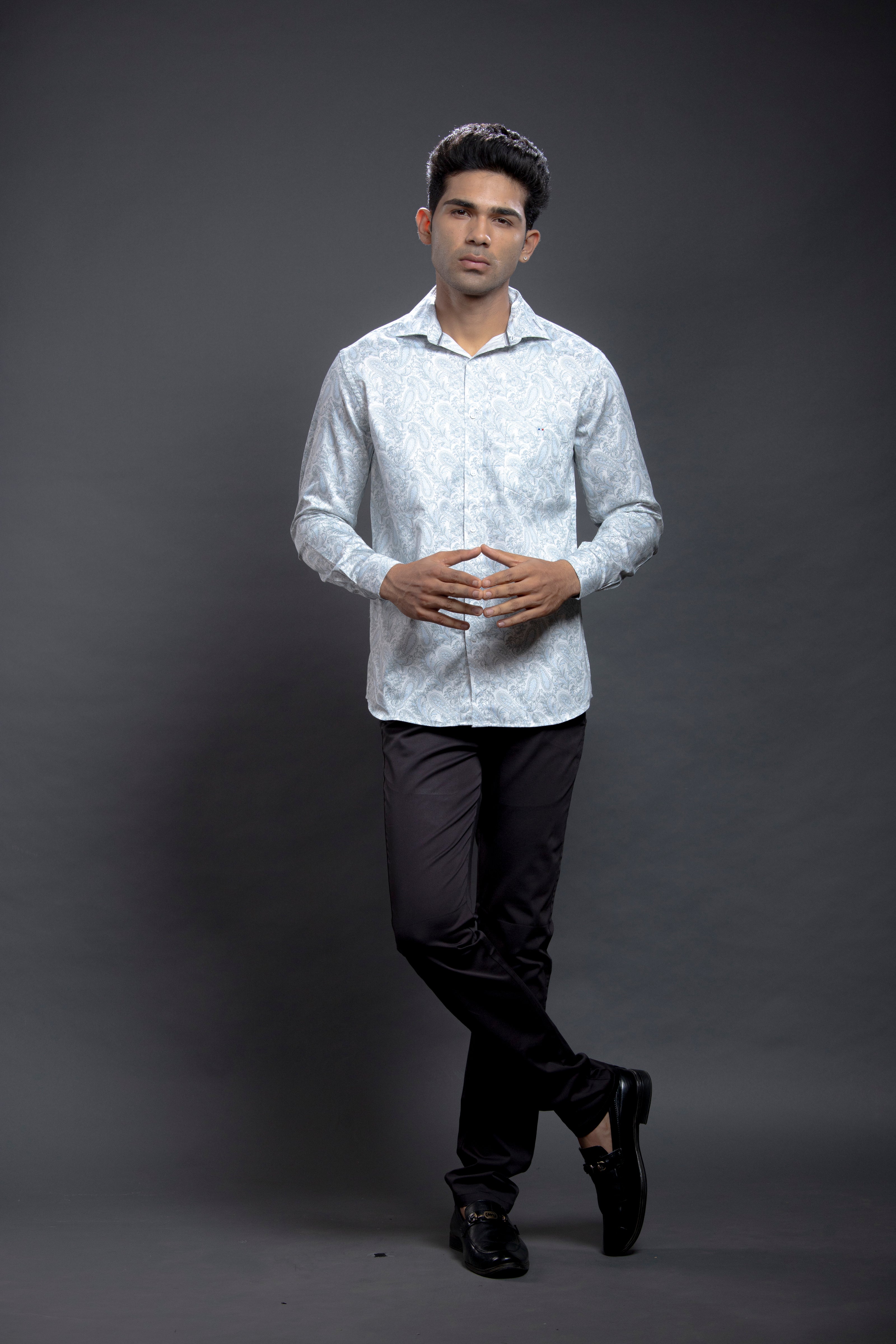 Blue Floral Printed Shirt