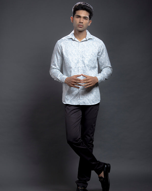 Blue Floral Printed Shirt
