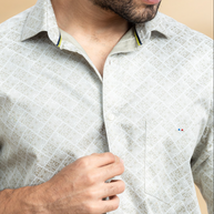 Beige Floral Self Design Abstract Printed Shirt