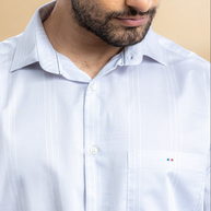 Fog Grey Striped Printed Shirt