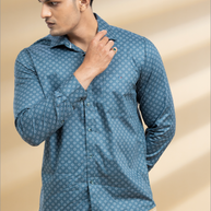 Sea Green Dots Printed Shirt