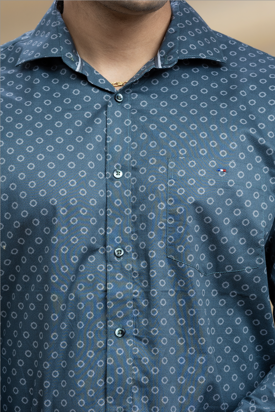 Sea Green Dots Printed Shirt