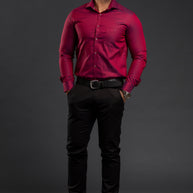 Maroon Trendy Two Tone Oxford Plain Shirt