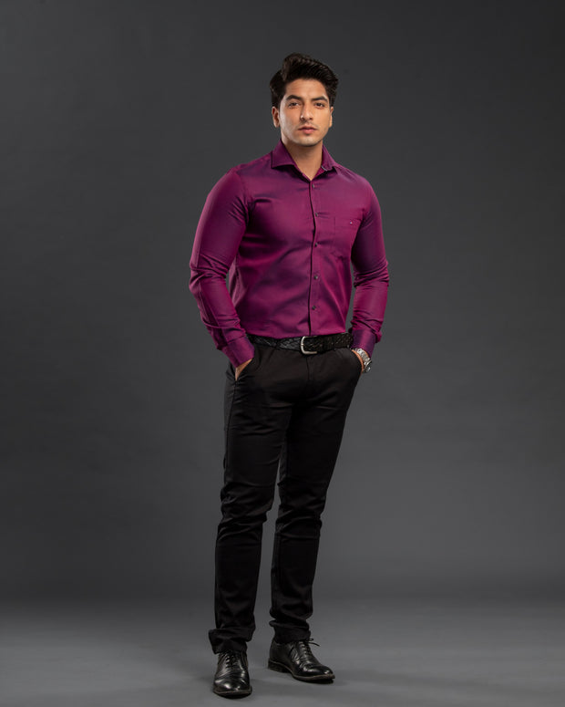 Pink Solid Two Tone Oxford Plain Shirt