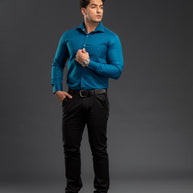 Sea Green Stylish Two Tone Oxford  Plain Shirt