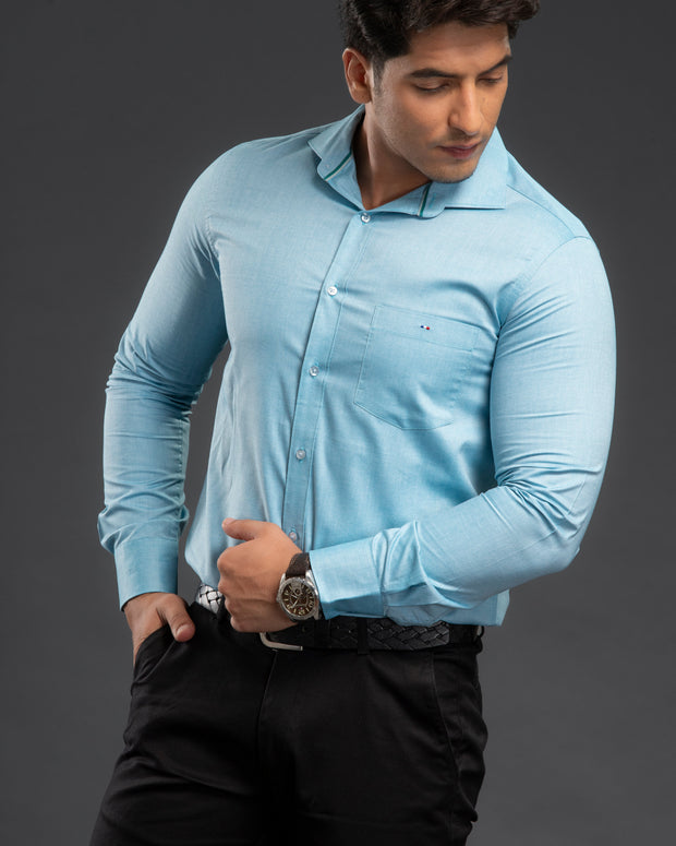 Aqua Chambray Plain Shirt