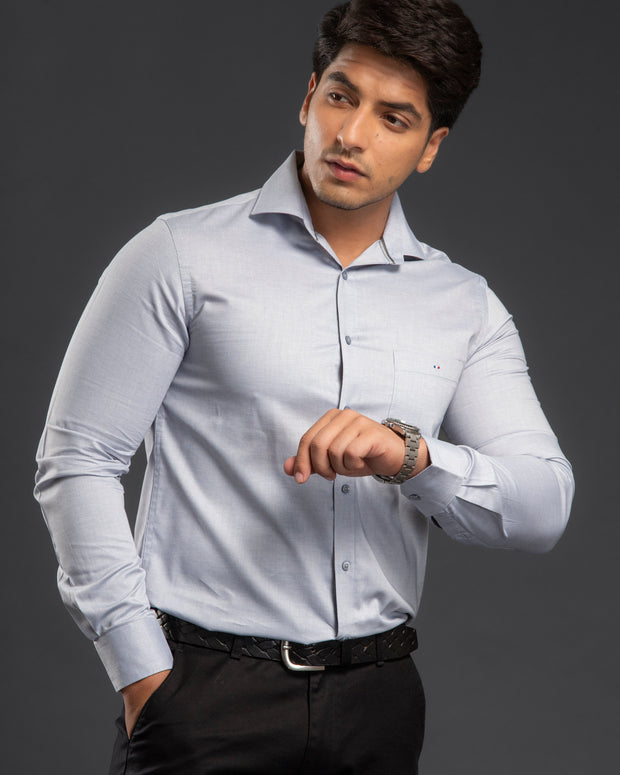 Grey Vintage Chambray Plain Shirt