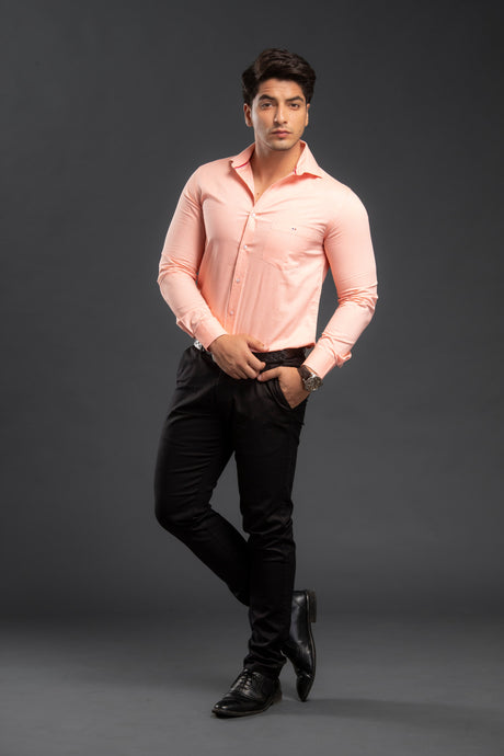 Peach Chambray Plain Shirt